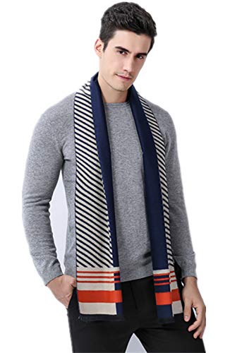 Mens Soft Scarf For Autumn And Winter?Simple And Elegant Long Thick Plush Scarf (Gray White) (Gray White) (Gray White)