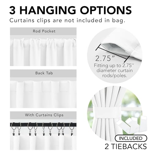 Deconovo Blackout Curtains for Bedroom & Nursery, Thermal Insulated Drapes, Back Tab & Rod Pocket, Noise Reducing, Energy Saving Room Darkening for Living Room White 42W x 84L Inch