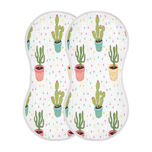 Cartoon Cacti Burp Cloths Cotton Baby Washcloths,Large 22x11in Burping Cloth Absorbent and Soft for Newborn Baby Boys and Girls,1 Pack2