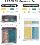 Grand organisateur de suppléments pour un mois d'approvisionnement, KIGI Organisateur de pilules vitaminiques à l'épreuve de l'humidité avec grands compartiments Étiquettes Distributeur de pilule de voyage Cas de médicaments (2 PACK gris & Effacer la taille des voyages)