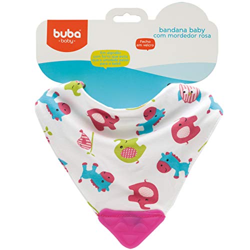Bandana Baby Zoo Com Mordedor Rosa, Buba, Colorido