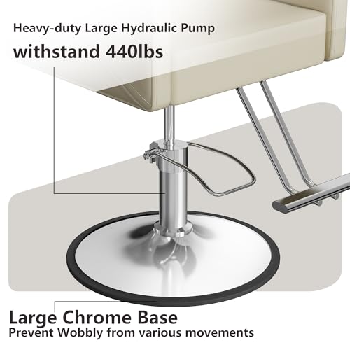 Image of LOUVIXA Barber Chairs for Hair Stylist, Height Adjustable Hydraulic Salon Chair, 360 Degrees Rotation, Multi-Function Shampoo Chair for Salon Home Barbershop (Beige-Sliver)