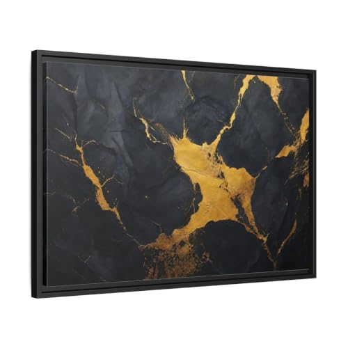Tableau abstrait or et noir cadre en toile salon décoration murale chic