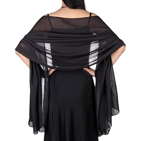 Ladiery Sheer Chiffon Tücher und Wraps für Abendkleider, Damen leichter weicher Schal für Hochzeit Braut Schultertuch Cover