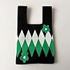 HKYBCF Knotentasche fürs Handgelenk Handgefertigte Strickhandtaschen for Damen, Knoten-Handgelenktasche, lässige kleine Tragetasche for Mädchen, Wiederverwendbare Einkaufstaschen(Black-A) #4