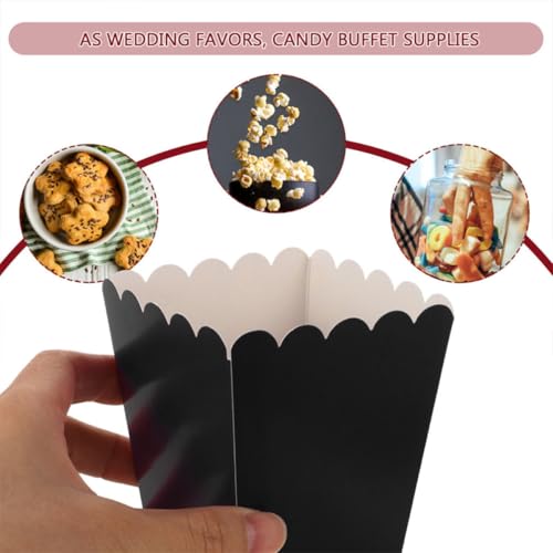 Boîtes à popcorn papier noir contenants légers snacks mariage