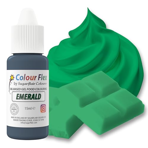 Sugarflair Colourflex Emerald, Colorante Alimentario a Base de Aceite, Colorante para Crema de Mantequilla, Ganache, Chocolate, Pasta de Modelar, Pasta de Azúcar y Crema - 15 ml