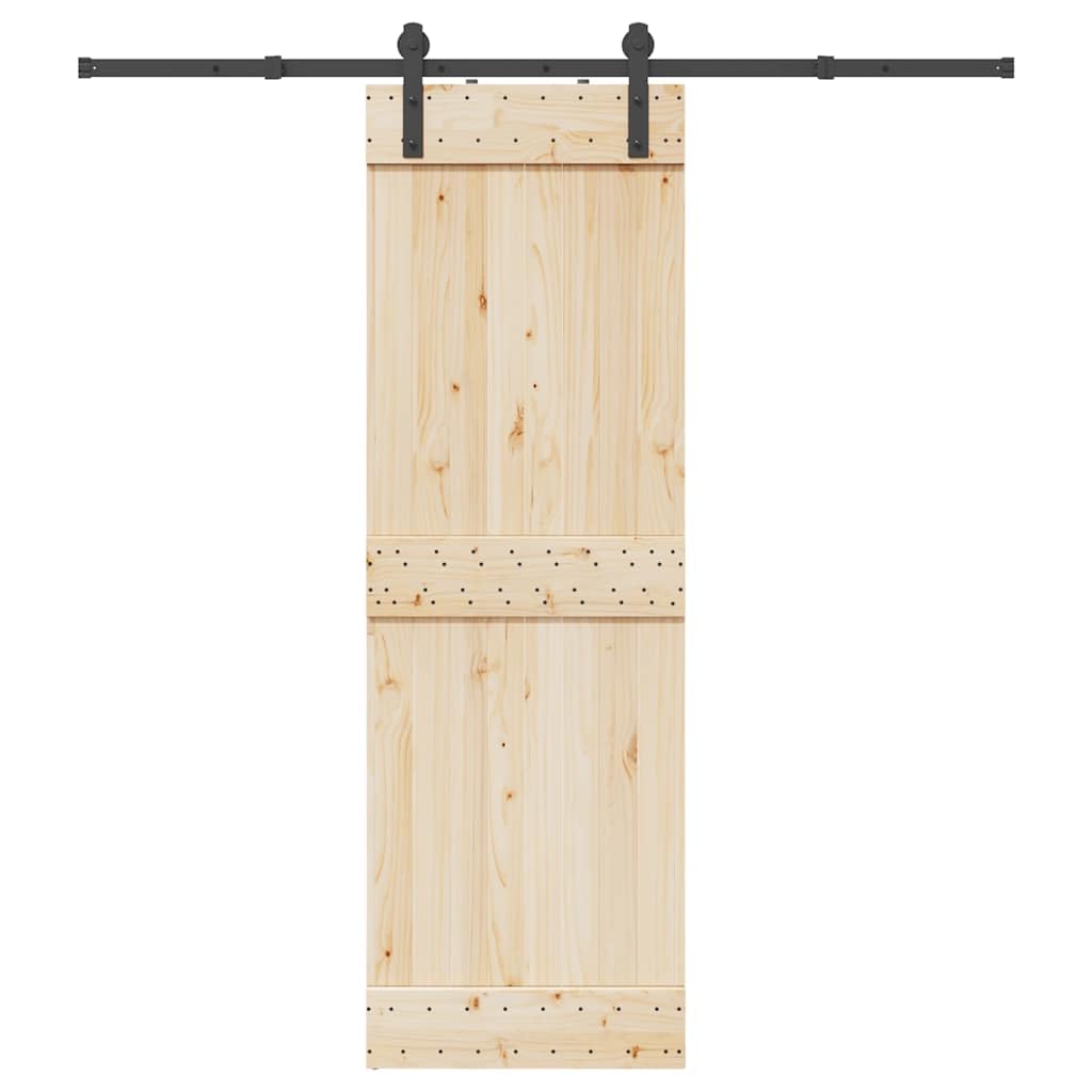 Ferrures porte coulissante 200 cm rail acier noir avec guide sol et butée porte