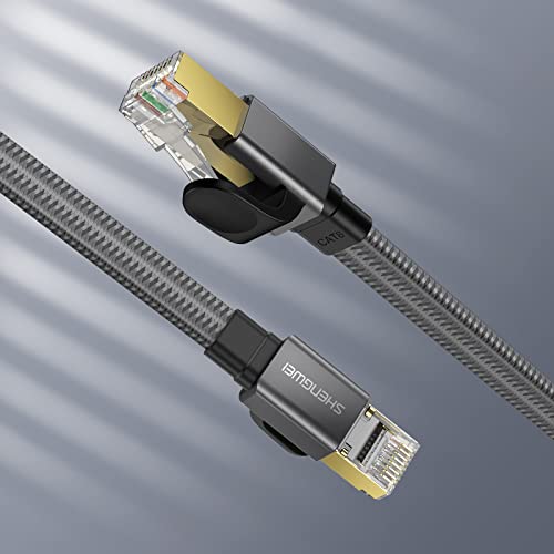 Cat 8 Ethernet Cable 25Ft, 26Awg Nylon Braided 40Gbps 2000Mhz High Speed Heavy Duty Cat8 Internet Lan Patch Cord, Rj45 Flat Network Cord Shielded In Wall, Indoor&Outdoor For Modem, Router, Gaming, Pc #TOP3