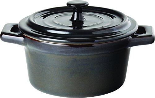 Utopia Gourmande Midnight Round Casserole Dishes 4inch 9oz / 26cl - Pack of 6, black