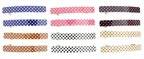Making Waves Womens Polka Dot Hair Barrettes (12 Piece Set) 2.5"