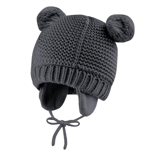 Wintermütze Baby mit Ohrenklappen – Weiche gestrickte Baby...