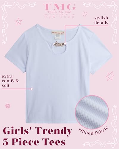 that's my girl Girls Shirts - 3 Pack Soft Comfy Short Sleeve Girls Tops Cute Girl Kids T Shirts Clothes: Made in USA (7-12)2