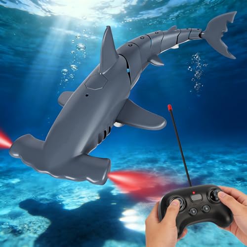 Cheffery Requin Télécommandé avec Fonction de Plongée, 2.4 GHz RC Requin avec Lumières LED,...