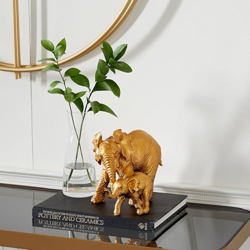 Estatua Decorativa Elefante Polystone Dorado 6 x 10 x 7 pulg miniatura 3