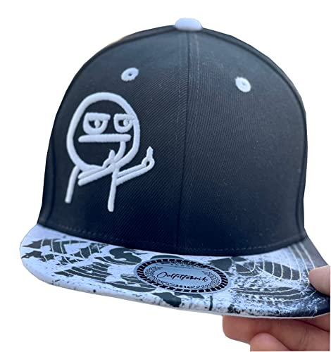 Outfitfabrik Snapback Cap Männchen in schwarz, Schirm mit Kiss My Ass-Motiv, weißer 3D-Stick (Provokation, Statement) für Herren und Damen, One Size, verstellbar Cover