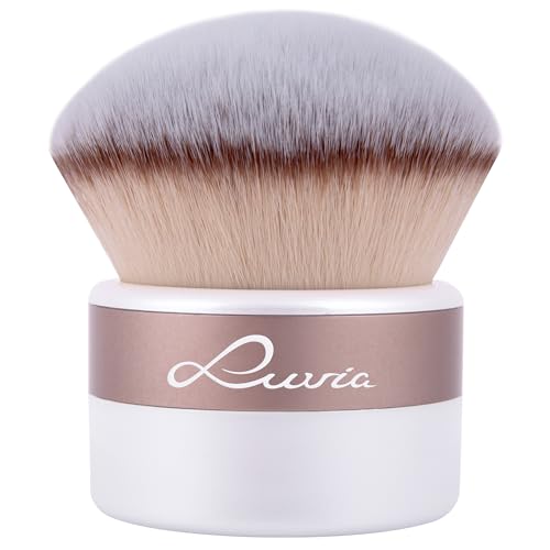 Luvia Cosmetics Prime Vegan Kabuki Brush, XXL Powder Make-Up Brush, Synthetic, Pearl / Coffee, Pearl / Cofee