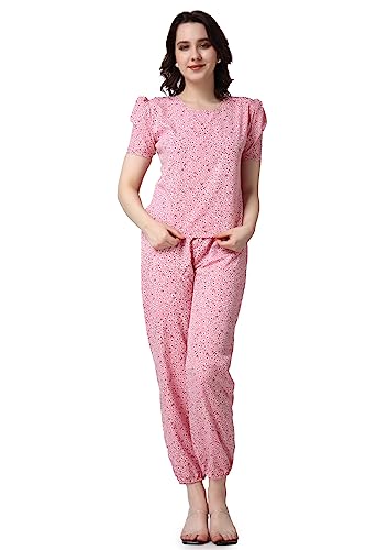 Image of POPWINGS Casual Printed Top and Joggers Set for Women || Stylish Summer Co-Ords Set for Women || Round-Neck Top and Joggers Combo Set for Women