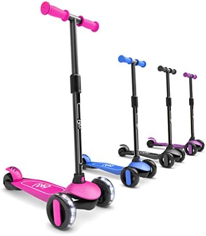 6KU Scooter for Kids Ages 3-5 with Flash Wheels, Kids Scooter 4 Adjustable Height, Toddler Scooter Extra-Wide PU LED Wheels, 3 Wheel Scooter for Kids for Girls & Boys Learn to Steer(Pink)