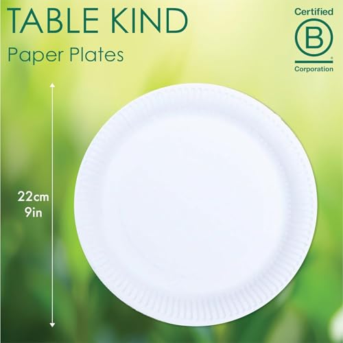 Table Kind 80 x White Paper Plates Disposable Paper Plates Pack Eco-Friendly for Catering & Food Vans, Camping Recyclable Round Dishes Birthday BBQ Party Supplies, Home Compostable 22cm - Image 4
