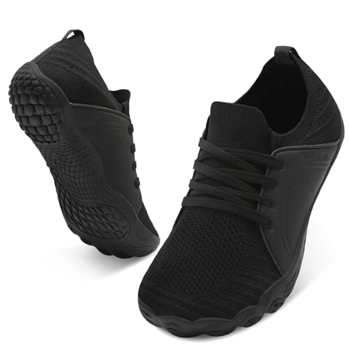 relxfeet Barefoot Shoes Women Wide Toe Box Zero Drop Slip On Minimalist Sneakers Lightweight Flexible Non Slip Rubber Sole for Trail Running Walking Gym Workout Hiking Weightlifting Yoga (Black,39)