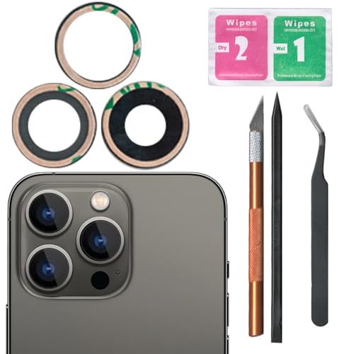 3 Pcs 13 Pro Camera Lens Glass Replacement for iPhone 13 Pro 13 Pro Back Rear Camera Lens Replacement with Pre-Installed Adhesive Back Glass Camera Lens Repair Tool Set(for iPhone 13 Pro 6.1 Inches)