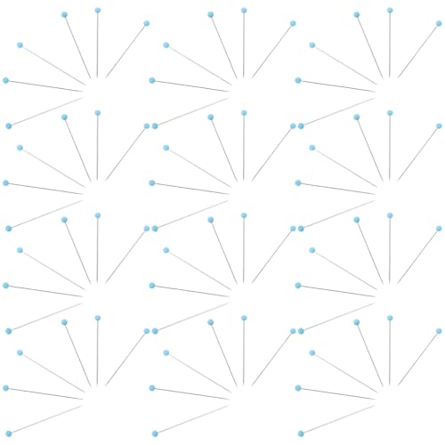 OFFSCH 500 Piezas Unidades Alfileres con Cabeza de Vidrio Azul Agujas Rectas de Acero para Costura Bordado Confección y Manualidades DIY Resistentes y Organizadores para Tejido y Joyería