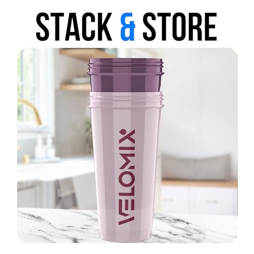Image of VELOMIX -2 Pack- 28 oz Protein Shaker Bottles for Protein Mixes - 2x Wire Whisk | Leak Proof Shaker Cups for Protein Shakes and Pre Workout | Protein Shaker Bottle Pack (A5) Mixed Aurora