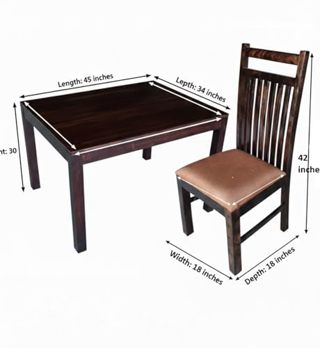 Image of RECTART Solid Wood Dining Table Set with Chairs for Living Room Home | Wooden Dining Room Sets Furniture for Hotels and Restaurants | (Cheap-Brown-W, 4 Seater)