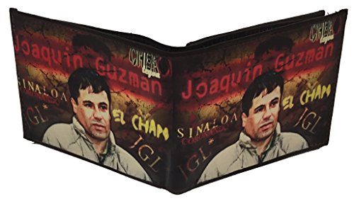 Mexico El Chapo Guzman Unisex Adults Minimalist Bi-Fold Genuine Leather Wallet with 6 Pockets and Unique Design with Flap Closure