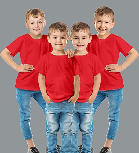 Image of Hangout Hub HH87 Tshirt for Boy's | Regular Fit | Super Combed Cotton Kids T-Shirt | Solid Plain Tees | Round Neck T Shirt | Half Sleeves |Pack of 2 | 3 | 4 | 5 |6