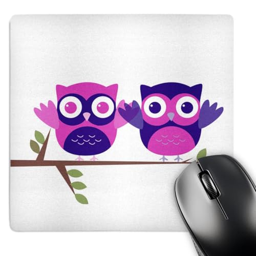 Mouse pad baby hibou violet rose 3drose tapis de souris carré 20 cm pour ordinateur portable