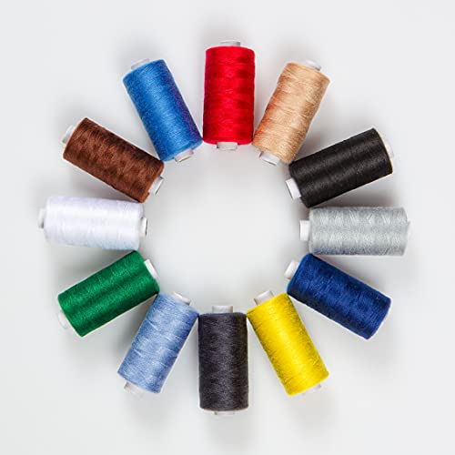 Lot de 12 bobines de fil pour machine à coudre - 500 m Cover