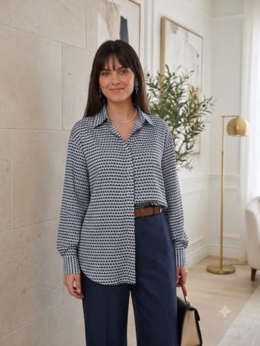 Image of OOMPH! Women's Printed Shirt | Full Sleeves | Collared Neck | Curved Hem | Casual Shirt for Women