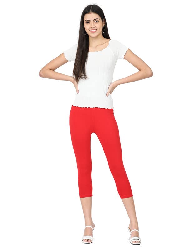 Image of Robinbosky Premium Stretchable Cotton Capri Legging for Women | Suitable for Formal wear & Casual wear | High-End Elastic Makes. The Leggings Squat Proof and Durable for Travel, Yoga, & Workout.