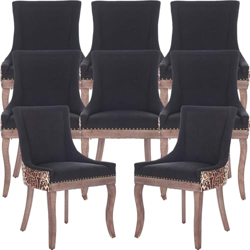 WOW Sight Thickened Fabric Upholstered Dining Chairs Set of 8,