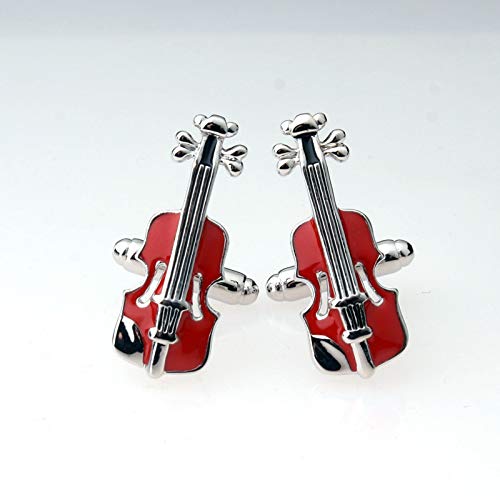 Mancuernillas Daesar de Hombre con Guitarra Plata y Rojo miniatura 2