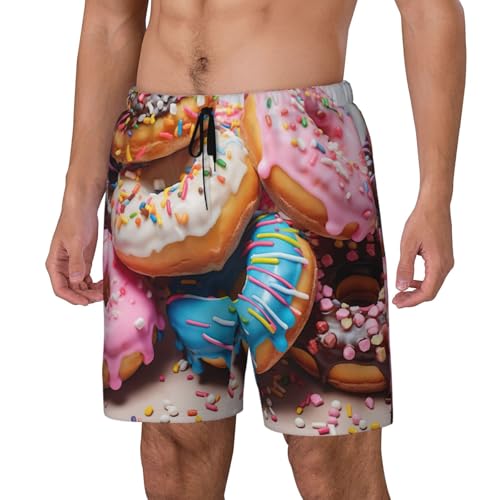 Donuts Men's Soft Double Swim Shorts, Lounge Swiming Shorts Pants Breathable Summer2