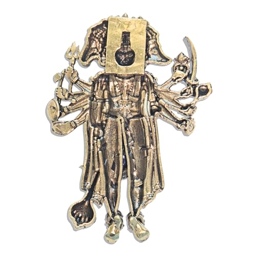 Image of Plus Value Brass Panchmukhi Hanuman Wall Hanging for Main Door Entrance - 4 Inch Idol | Handcrafted Pital Statue | Vastu Protection Yantra | Antique Gold Finish | Home Decor 98gm