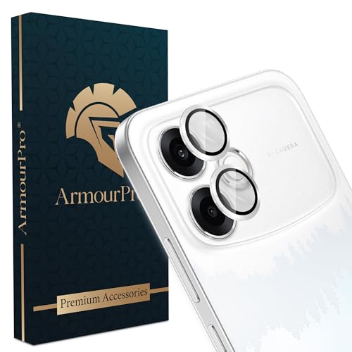 Image of ArmourPro Camera Lens Protector Tempered Glass for Oppo F33 Pro (6.57 Inches) Tough HD Individual Aluminum Alloy Rings 9H Camera Cover, Scratch-Resistant,Camera Rings Protection| Silver, 1 Pack
