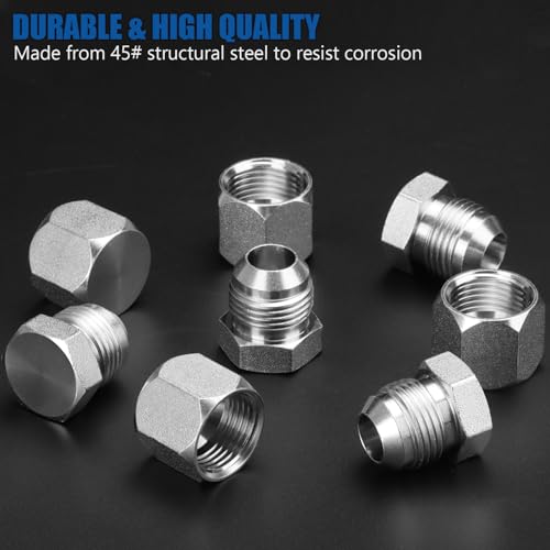 Image of XJX 72-Piece JIC 37 Cap and Plug Kit, Hydraulic Hose Caps and Plugs Kit 45# Steel Pipe Fitting Set with Precision Threads