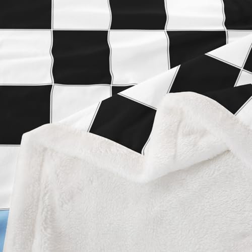 Image of Erosebridal Black White Checkered Kids Fleece Bed Blanket 40 inchX50 inch Colorful Checkerboard Grid Throw Blanket Funky Plaid Sherpa Blanket for Boys Girls Groovy Gingham Fuzzy Blanket for Couch