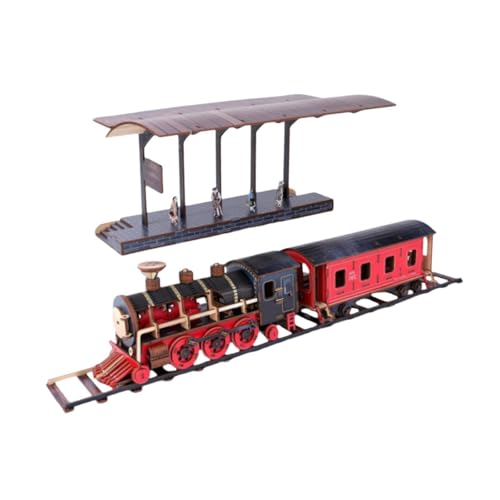 Puzzle de train en bois 3D Sharplace jouet bois gare ferroviaire enfant