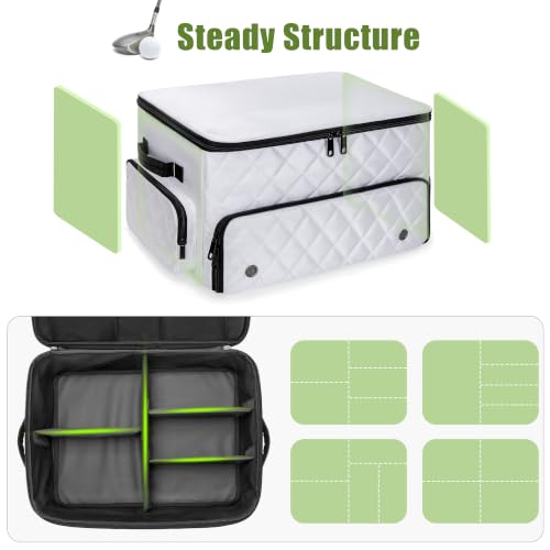 Image of PGmoon 2 Layer Golf Trunk Organizer, Golf Car Storage Organizer with Individual Ventilated Compartment for 2 Pairs Shoes, Golf Car Locker for Balls, Clothes, Tees, Gloves, Accessories (White)
