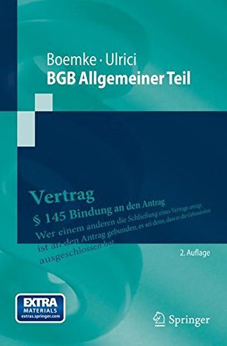 BGB Allgemeiner Teil (Springer-Lehrbuch) (German Edition) by Burkhard Boemke (2013-10-14)