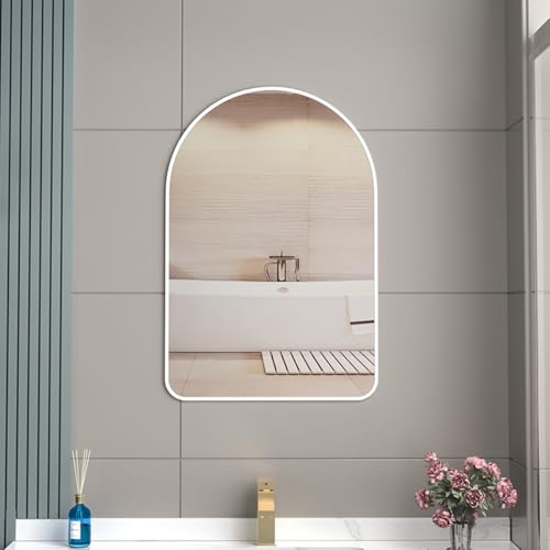 Moderno specchio da bagno con mensola, ellittico HD, 50 x 70 cm, elegante, decorazione per bagno, camera da letto e soggiorno, funzionale e chic