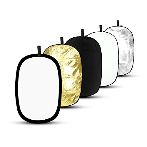 Reflector Fotografia 5 en 1, ESDDI 60 x 90cm Reflector de luz Fondo para Studio fotografia, Color Negro, Oro, Plata, Transparente, Blanco