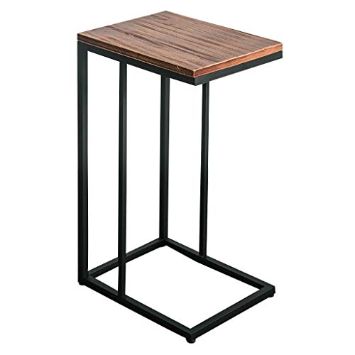 HDIJDY Mesas auxiliares o de Esquina para sofá, Mesa de Centro de Madera Maciza, Mesa de Comedor o lámpara para Espacios pequeños, Estructura de Metal, decoración del hogar de Estilo Industrial