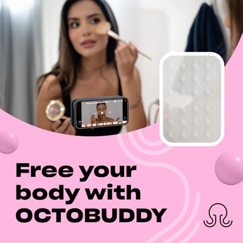 Image of OCTOBUDDY Classic MAX - Silicone Suction Phone Case Adhesive Mount - Hands-Free, Strong Grip Holder for Selfies and Videos - iPhone and Android Compatible - 2.6″ x 3.9″, Transparent