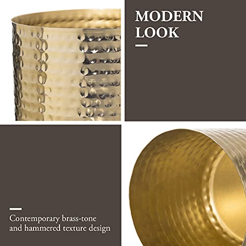 Mygift DECO2813BAS Modern Hammered Brass Plated Metal Plant Pots thumb #2